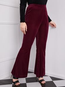 SHEIN Plus Flare Leg Velvet Pants