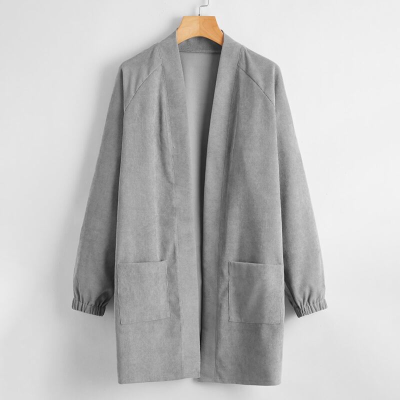 

Open Front Raglan Sleeve Coat, Grey