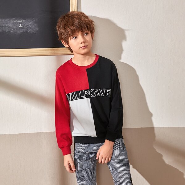 

Boys Letter Graphic Color Block Sweatshirt, Multicolor