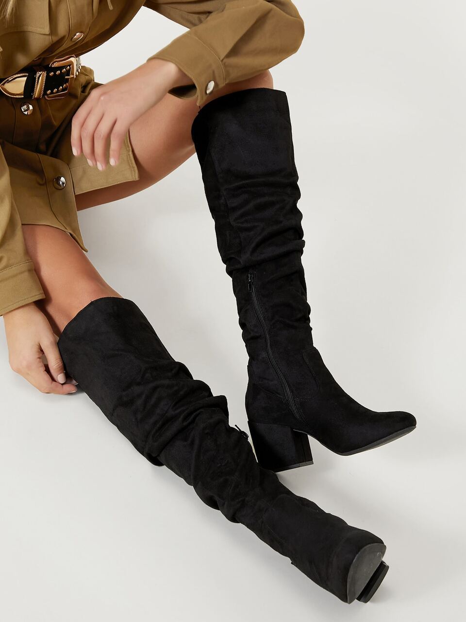 Women's Almond Toe High Chunky Heel Casual Knee High Boots Summer Shoes Spring Shoes Spring Break Easter For Christmas Valentine's Day