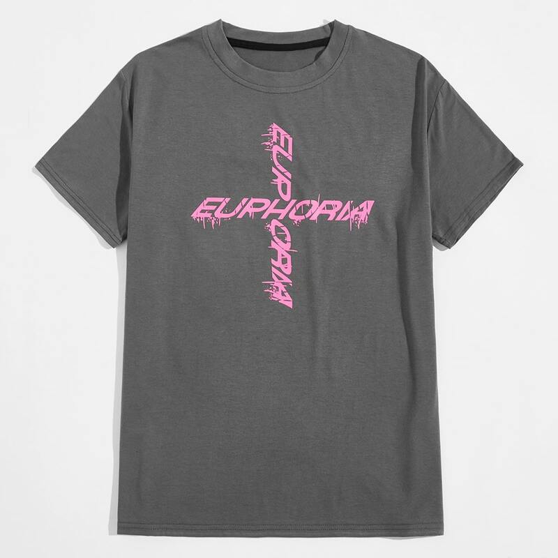 

Guys Letter Graphic Tee, Dark grey