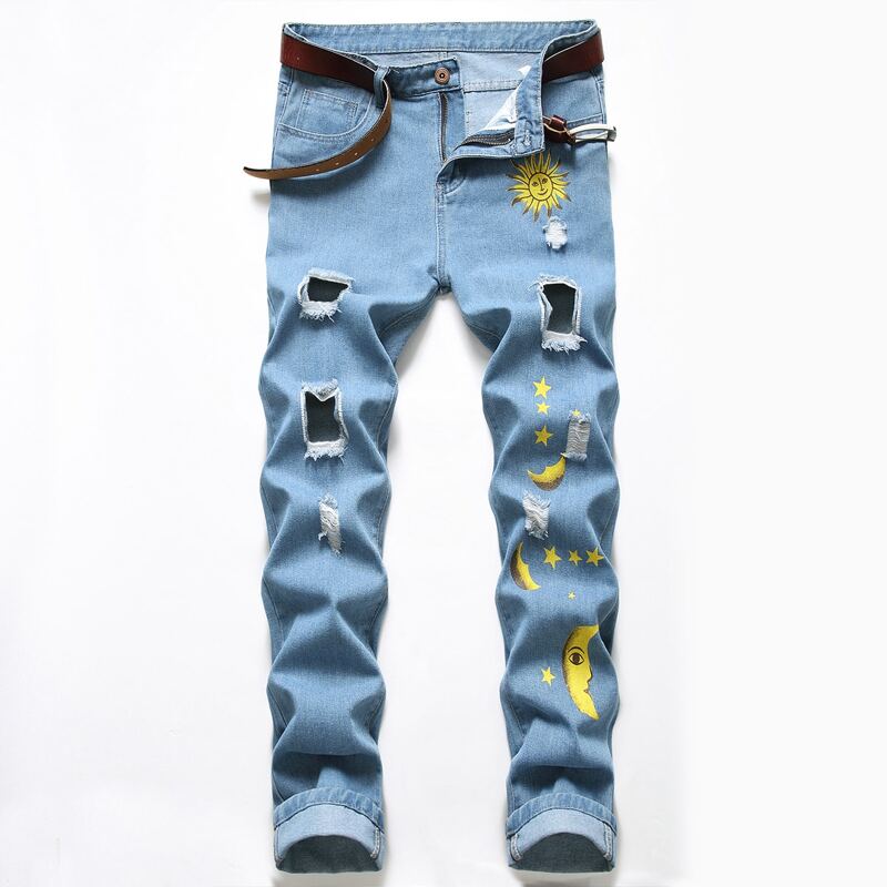 

Guys Sun & Moon Ripped Jeans, Light wash