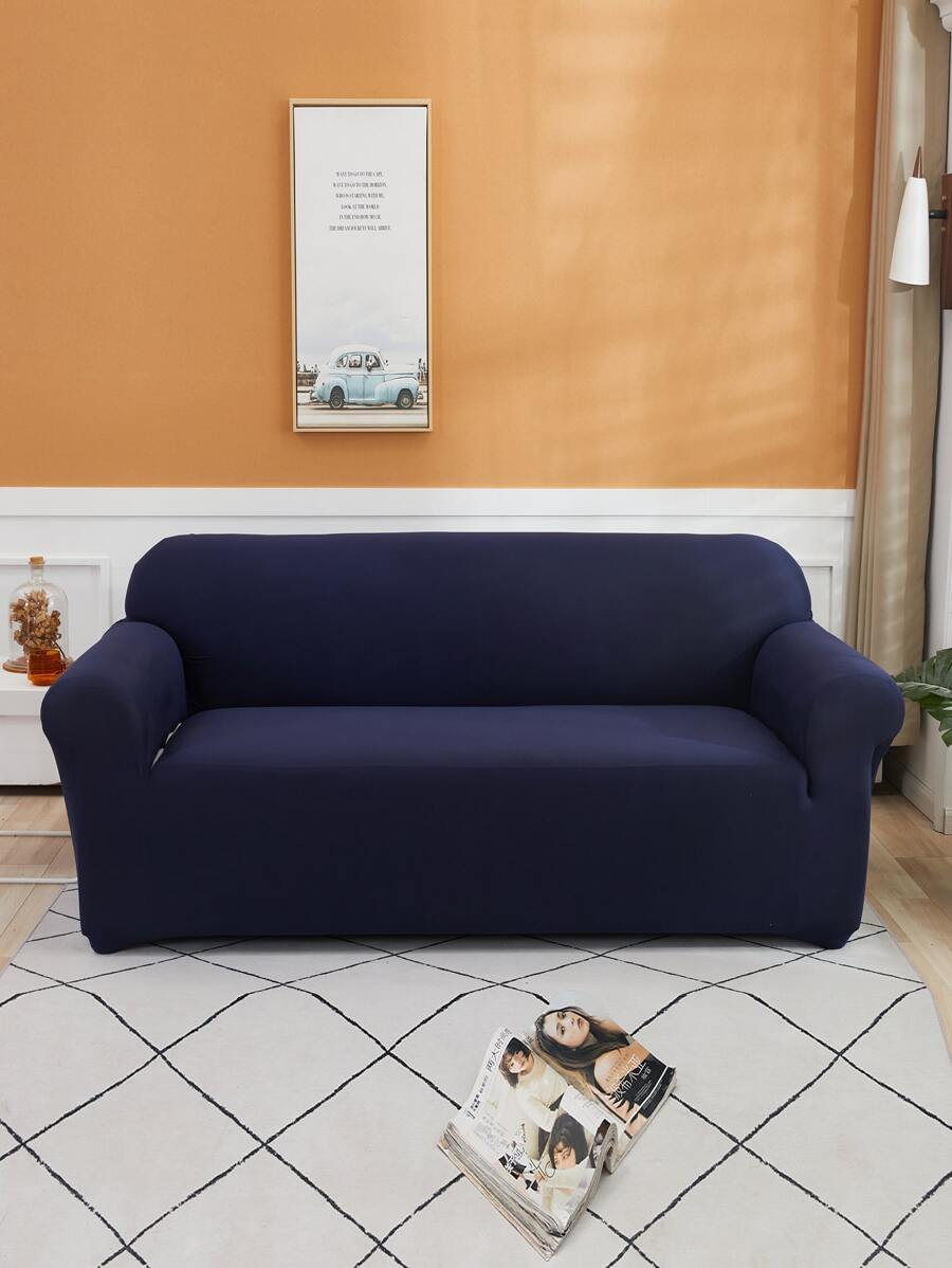 Vỏ bọc sofa co giãn màu đồng nhất & vỏ đệm 1pc - Màu xanh hải quân - Xem 1