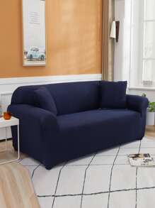 Vỏ bọc sofa co giãn màu đồng nhất & vỏ đệm 1pc - Màu xanh hải quân - Xem 3