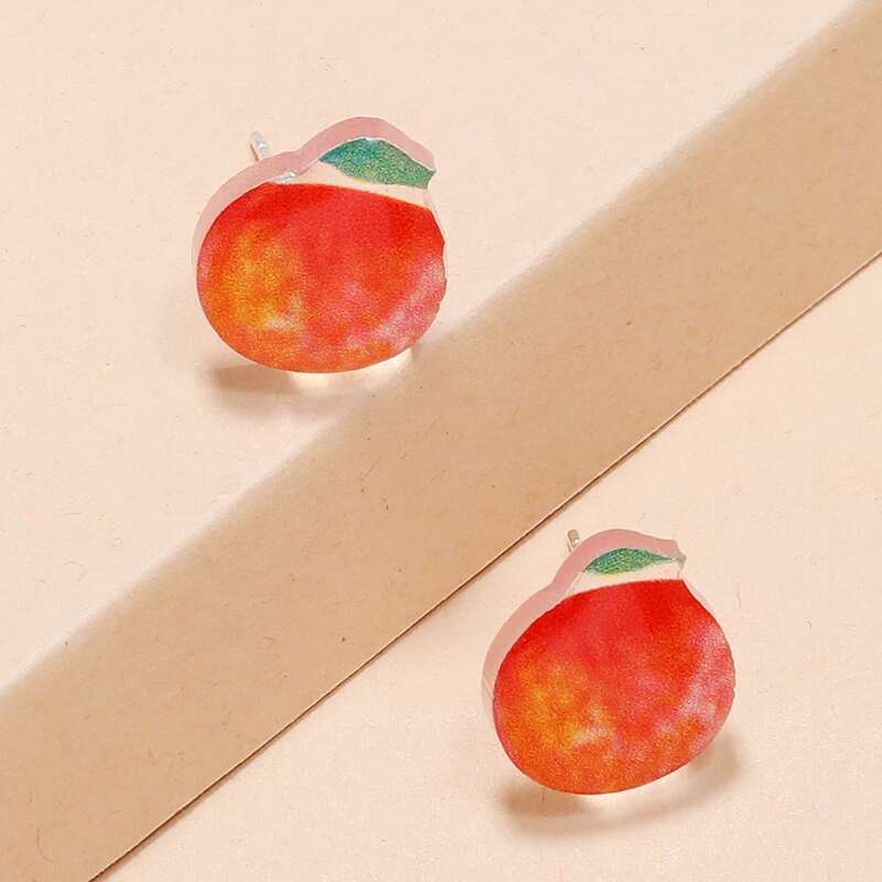 

Persimmon Stud Earrings, Red