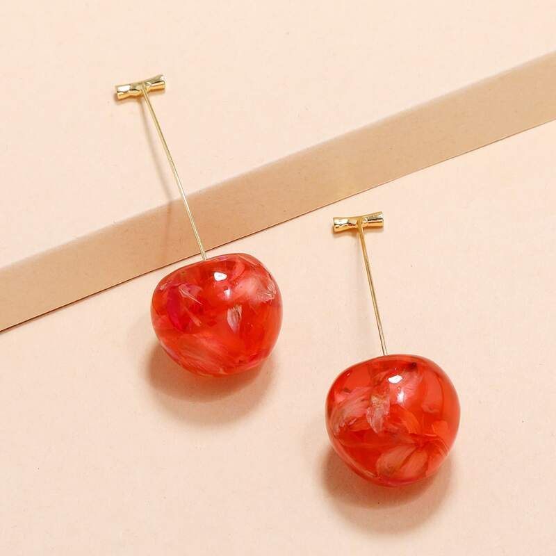

Cherry Drop Earrings, Red