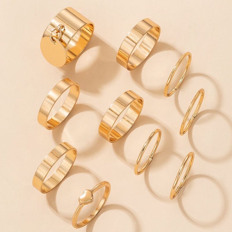 

10pcs Simple Ring, Gold