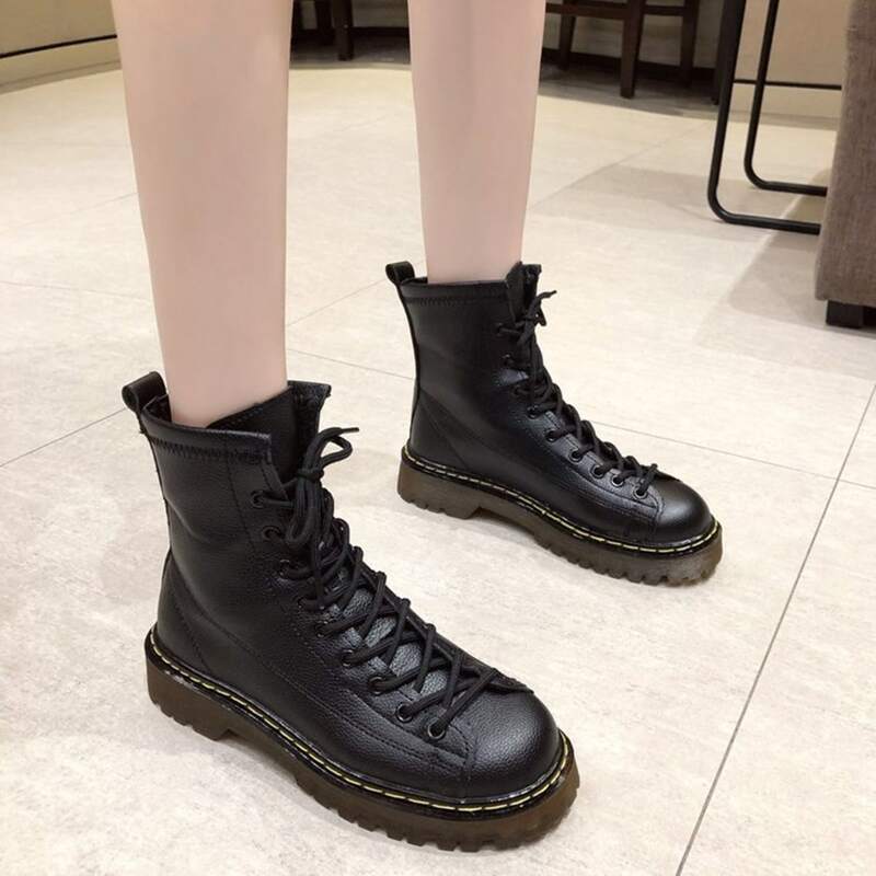 

Lace-up Front Combat Boots, Black