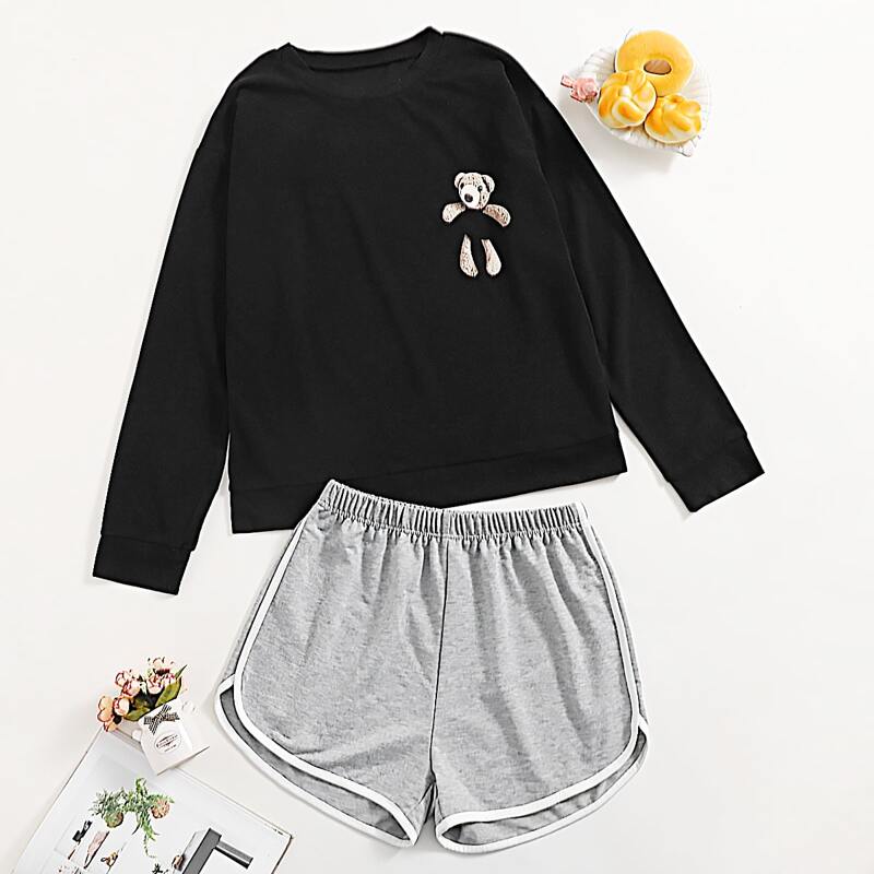 

Bear Graphic Shorts PJ Set, Multicolor