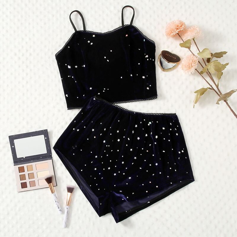 

Allover Star Shorts PJ Set, Navy blue
