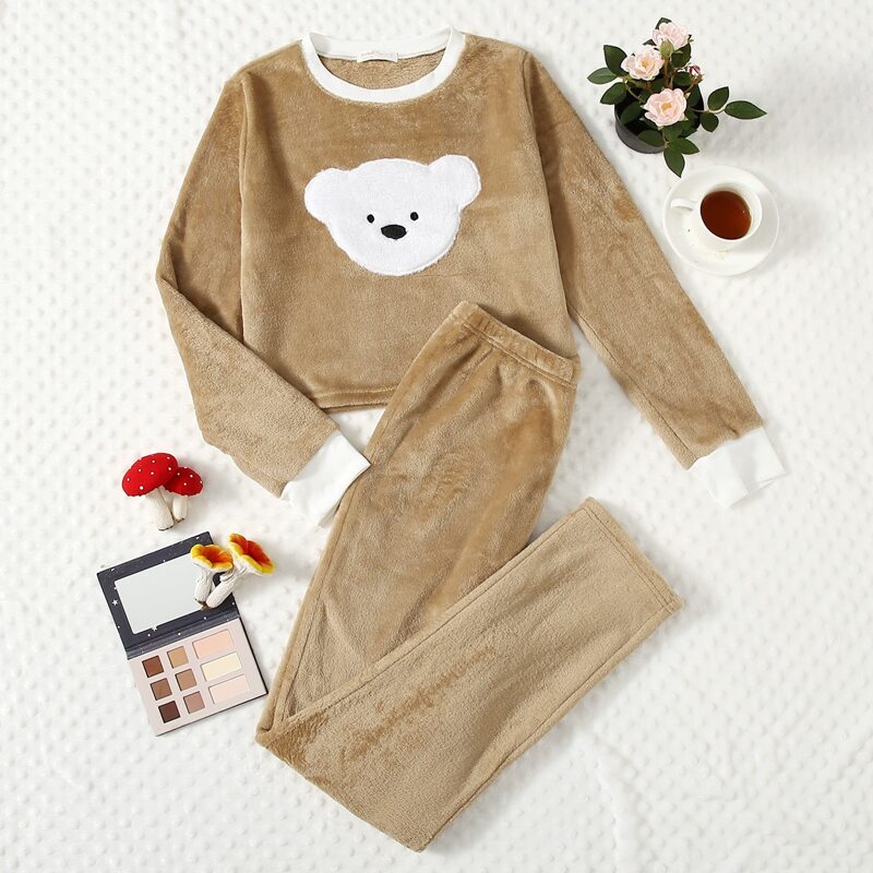 

Cartoon Bear PJ Set, Khaki
