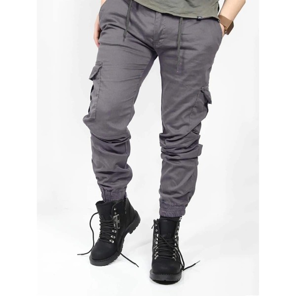 

Men Flap Pocket Cargo Pants, Grey
