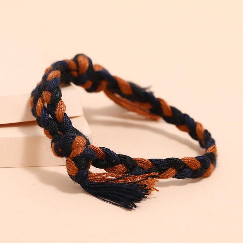 

1pc Braided Tassel Bracelet, Multicolor