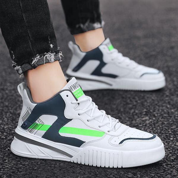 

Men Lace Up Front Perforated Sneakers, White