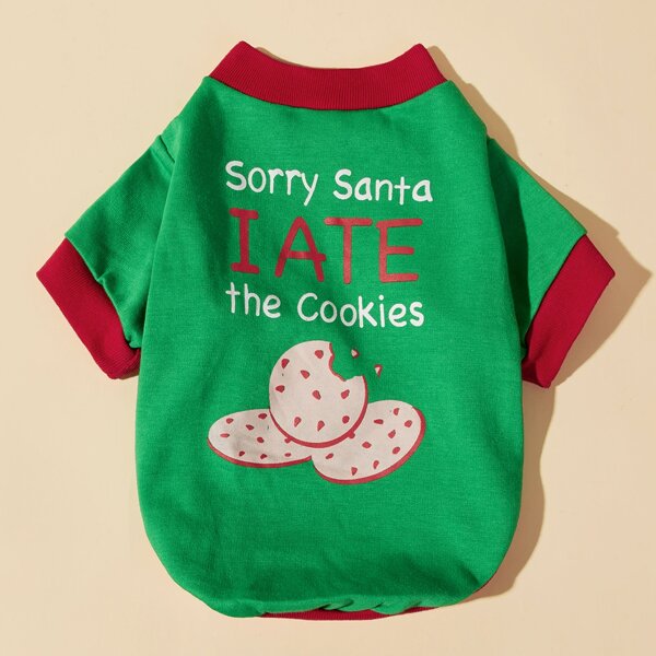 

Christmas Cookie Pattern Dog Top, Green
