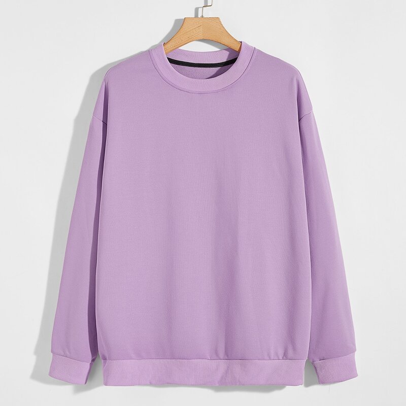 

Guys Solid Drop Shoulder Sweatshirt, Lilac purple