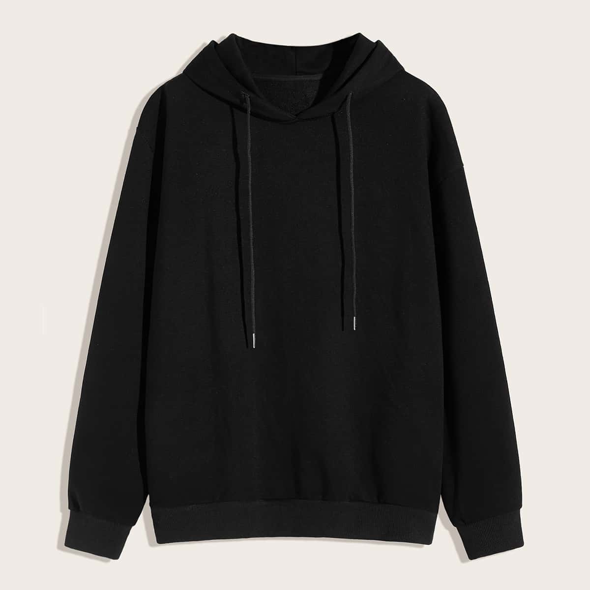 

Guys Solid Drawstring Hoodie, Black