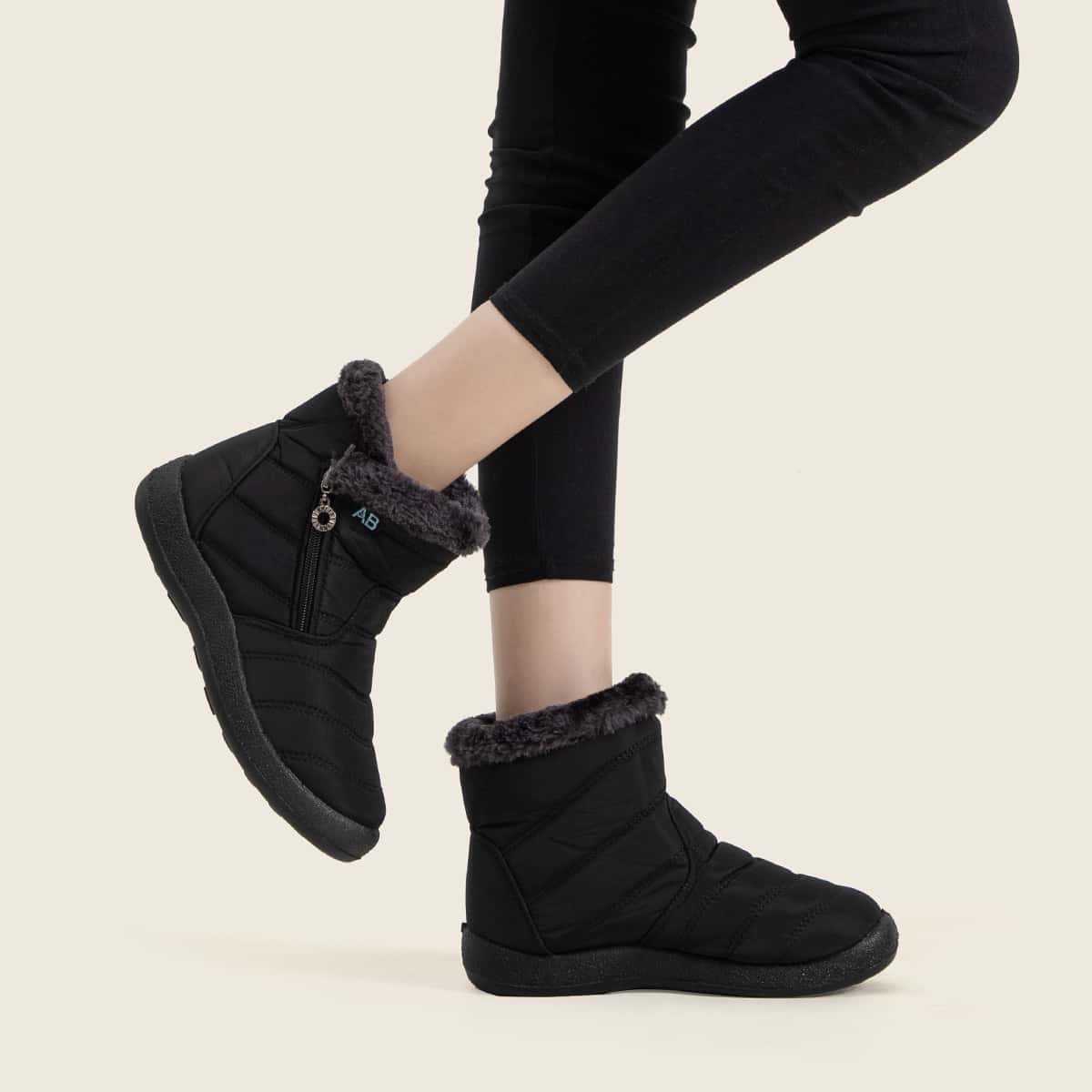 

Stitch Detail Snow Boots, Black