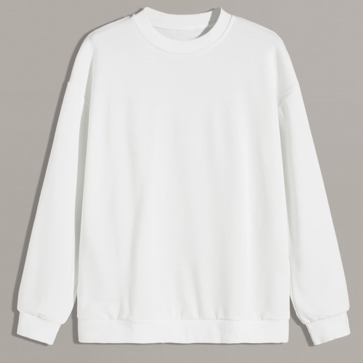 

Guys Solid Drop Shoulder Sweatshirt, White