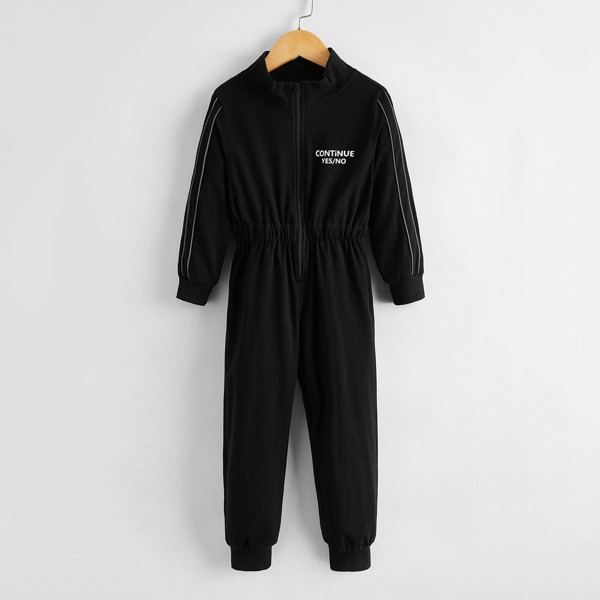 

Toddler Boys Letter Graphic Zip Jumpsuit, Black
