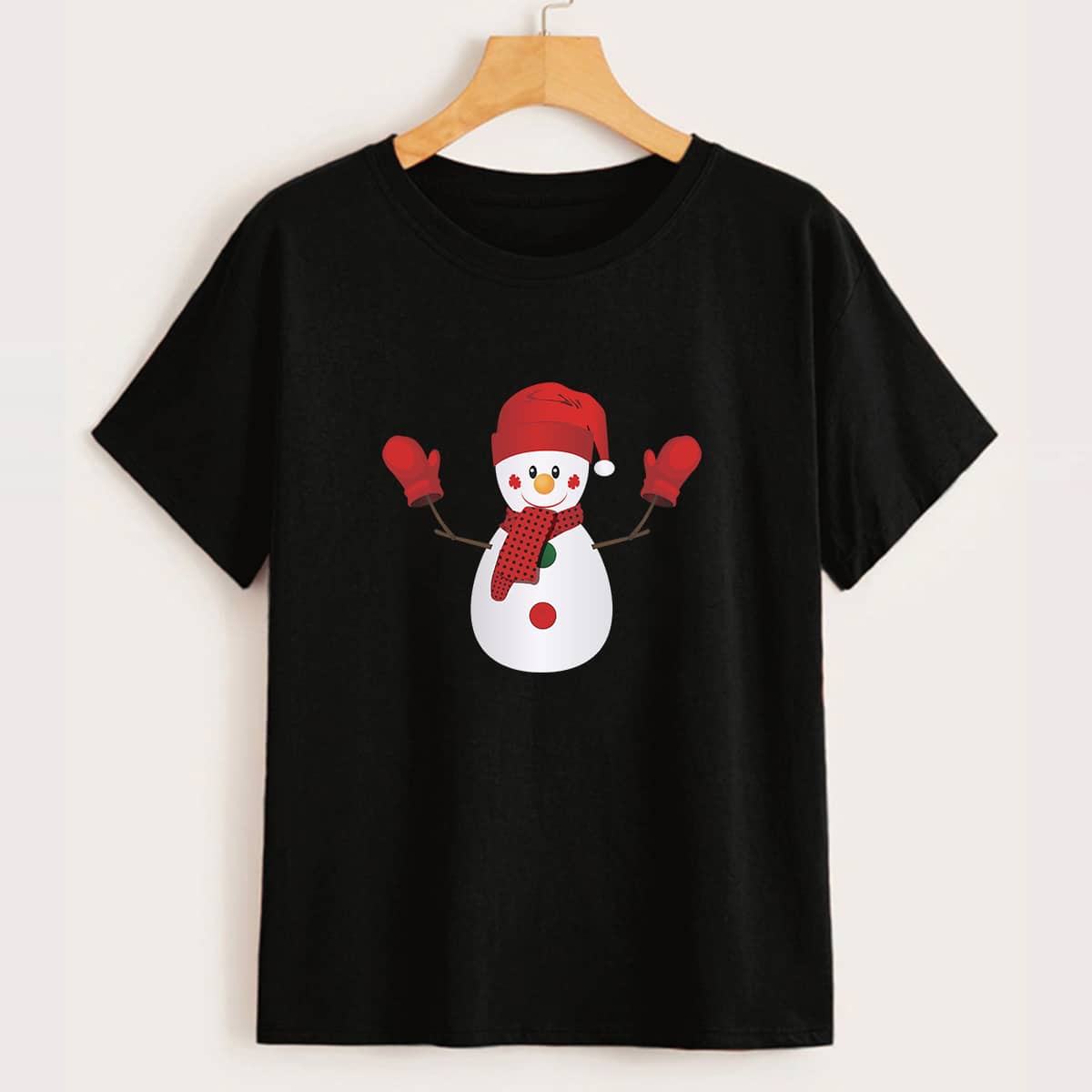 

Christmas Snowman Graphic Tee, Black