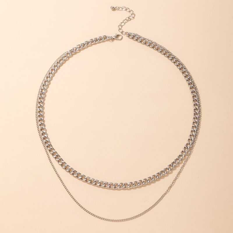 

Layered Chain Necklace, Silver