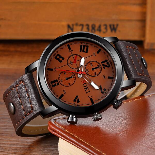 

Men PU Pointer Quartz Watch