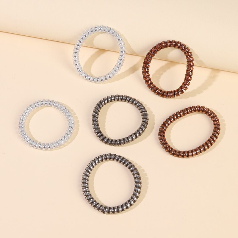 

6pcs Coil Hair Tie, Multicolor