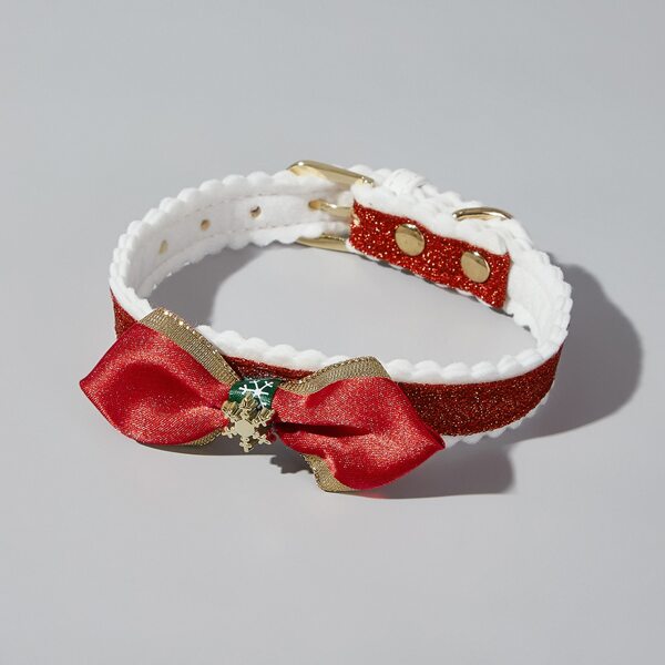 

Christmas Bow & Snowflake Decor Cat Collar, Red