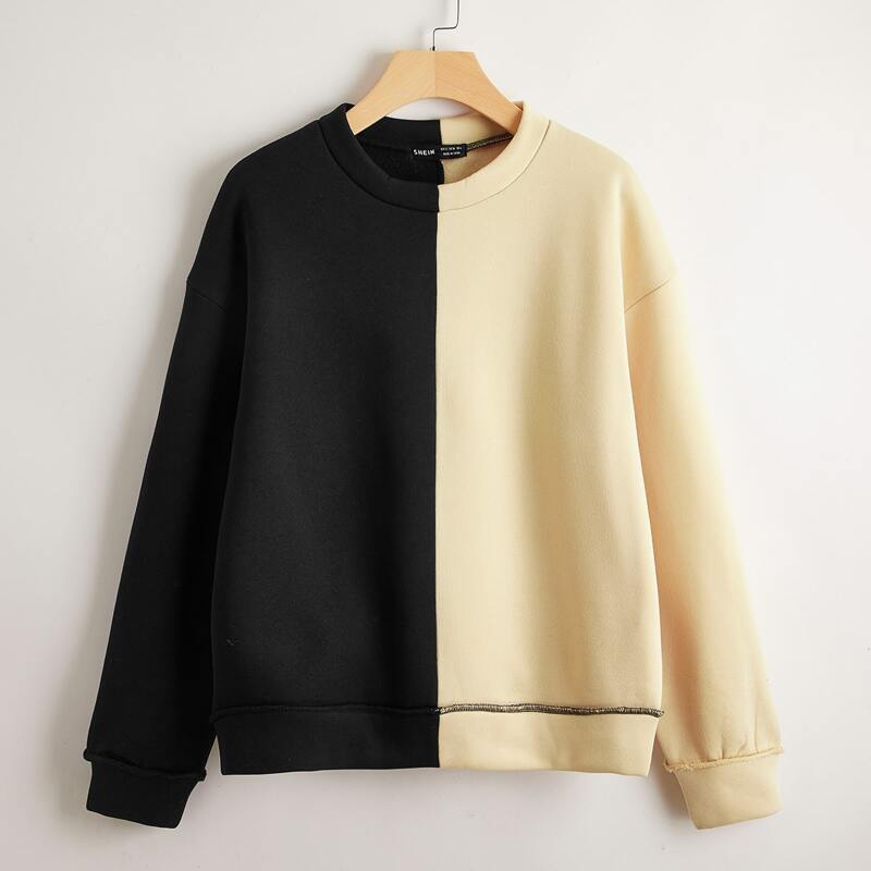 

Drop Shoulder Two Tone Sweatshirt, Multicolor