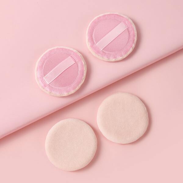 

4pcs Round Powder Puff, Multicolor