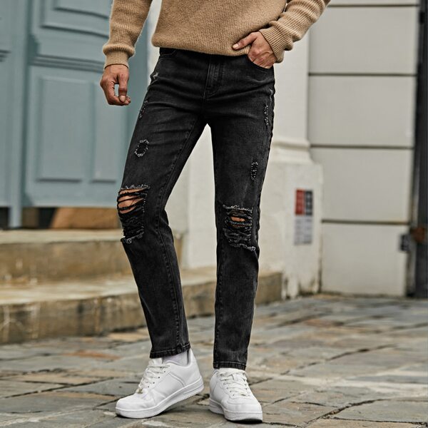 

Men Ripped Solid Jeans, Black