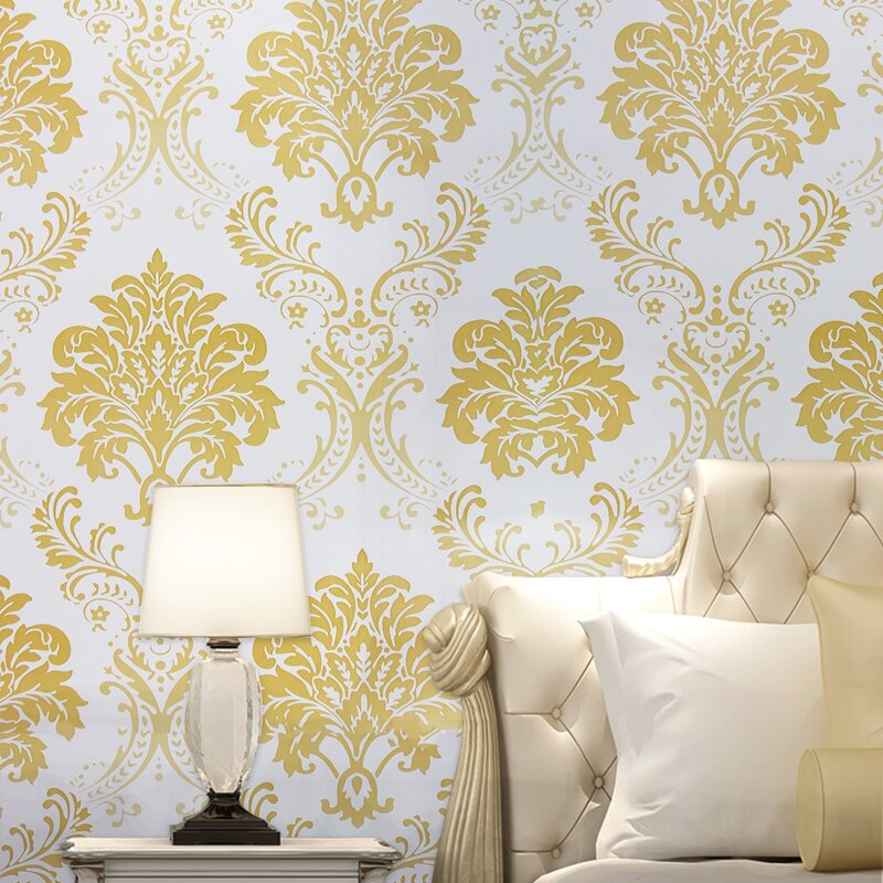 

1sheet Royal Floral Pattern Wall Sticker, Gold