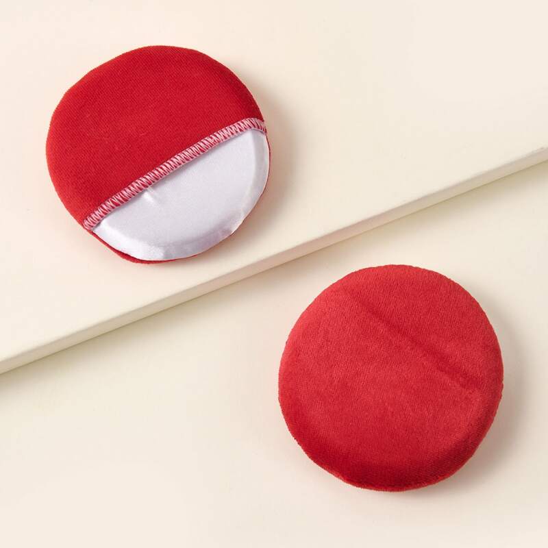 

2pcs Round Powder Puff, Multicolor