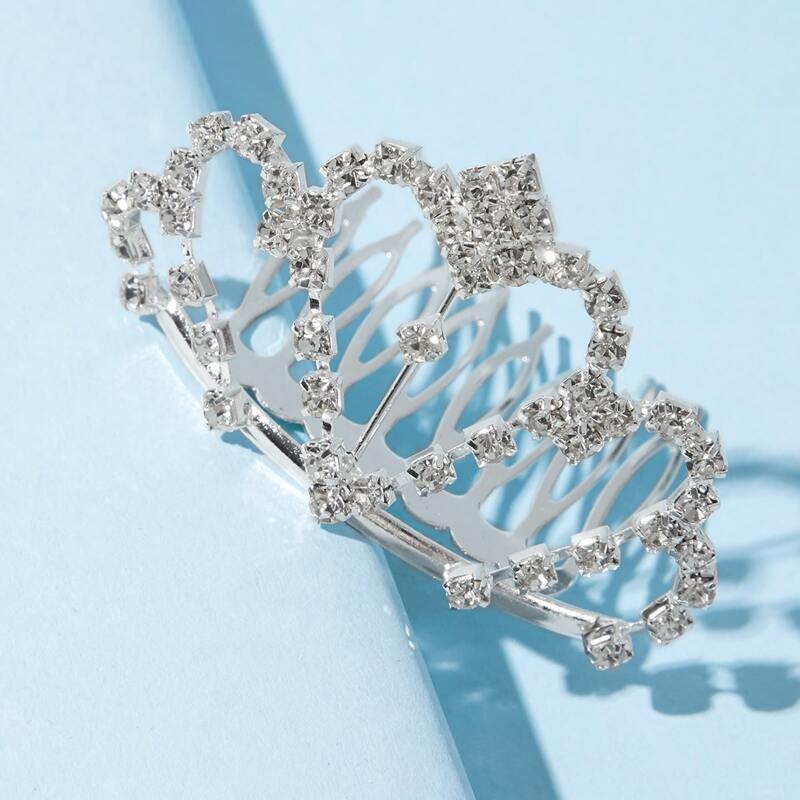 

Rhinestone Decor Crown Hair Accessory, Silver