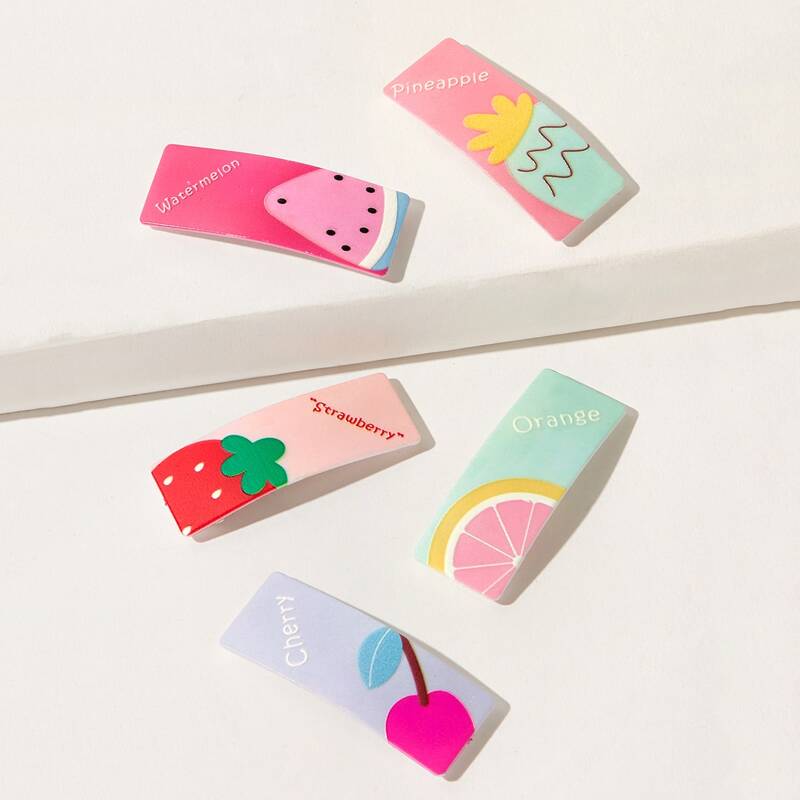 

5pcs Cartoon Fruit Hair Clip, Multicolor