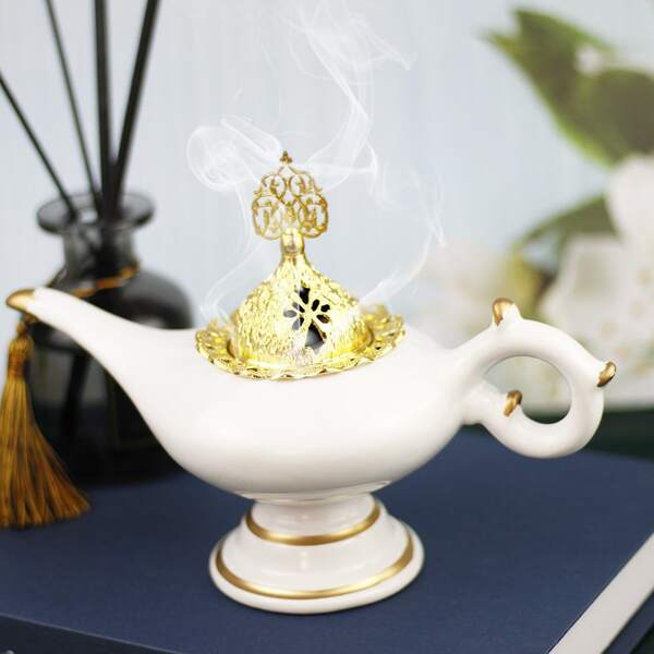 

1pc Teapot Design Incense Burner, White