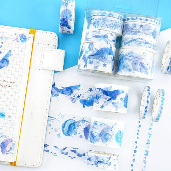 

8rolls Mixed Pattern Random Decorative Tape, Multicolor