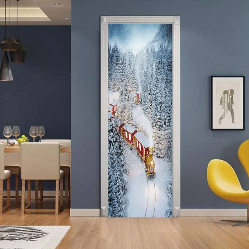 

Snow Scene Print Door Sticker, Multicolor