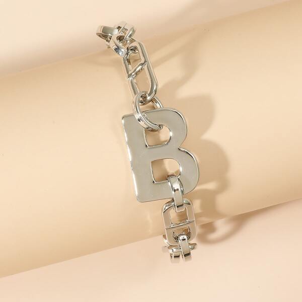 

Letter Decor Bracelet, Silver