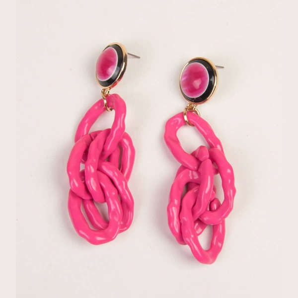 

Geo Drop Earrings, Pink