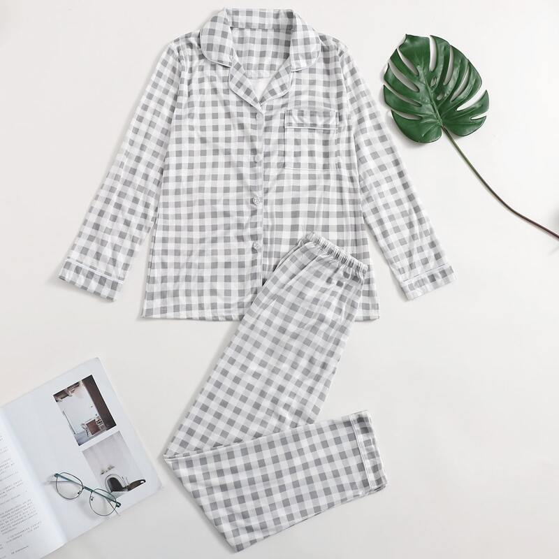 

Gingham Button Front PJ Set, Multicolor