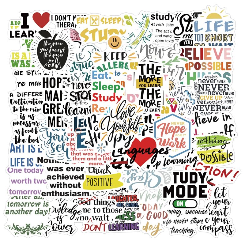 

50pcs Slogan Graphic Sticker, Multicolor