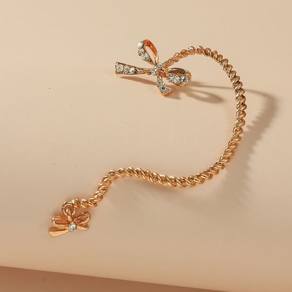 

Rhinestone Bow Ear Climber, Gold