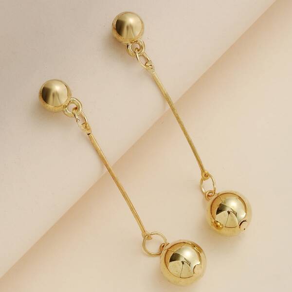 

Round Ball Drop Earrings, Gold