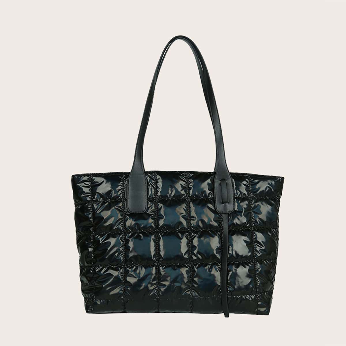 

Quilted Tote Bag, Black