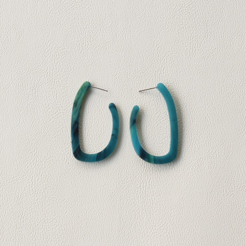 

Acrylic Cuff Hoop Earrings, Green