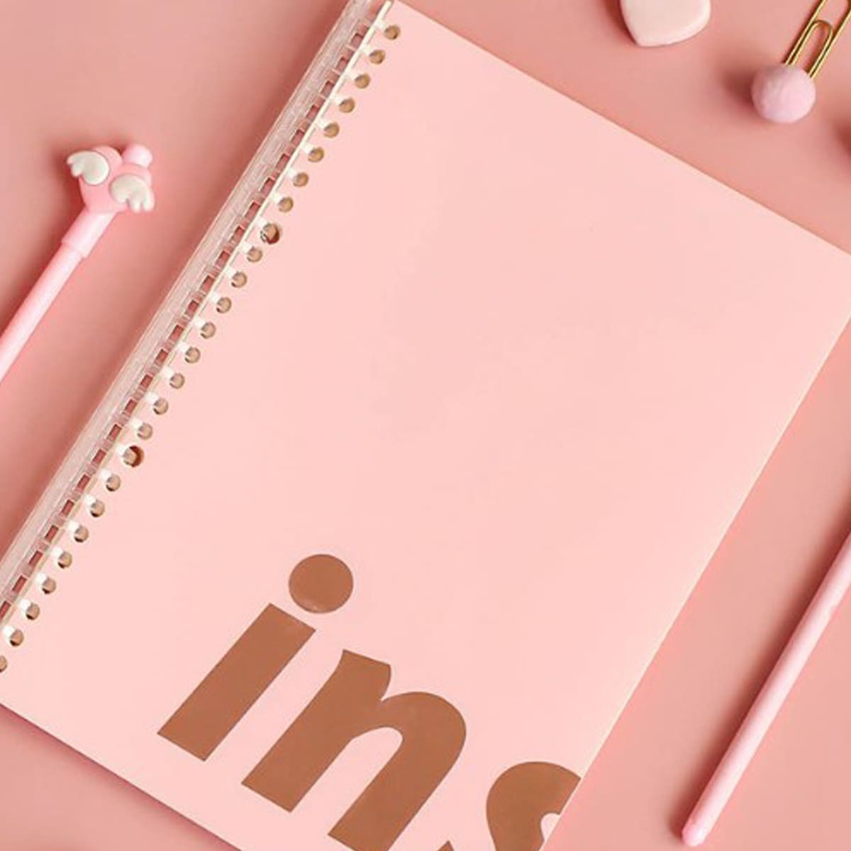 

1pc Letter Graphic Spiral Notebook, Pink