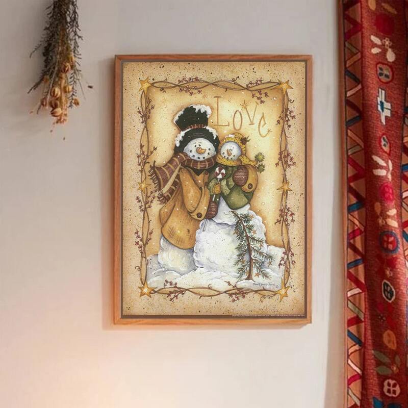 

Snowman Print Wall Painting Without Frame, Multicolor