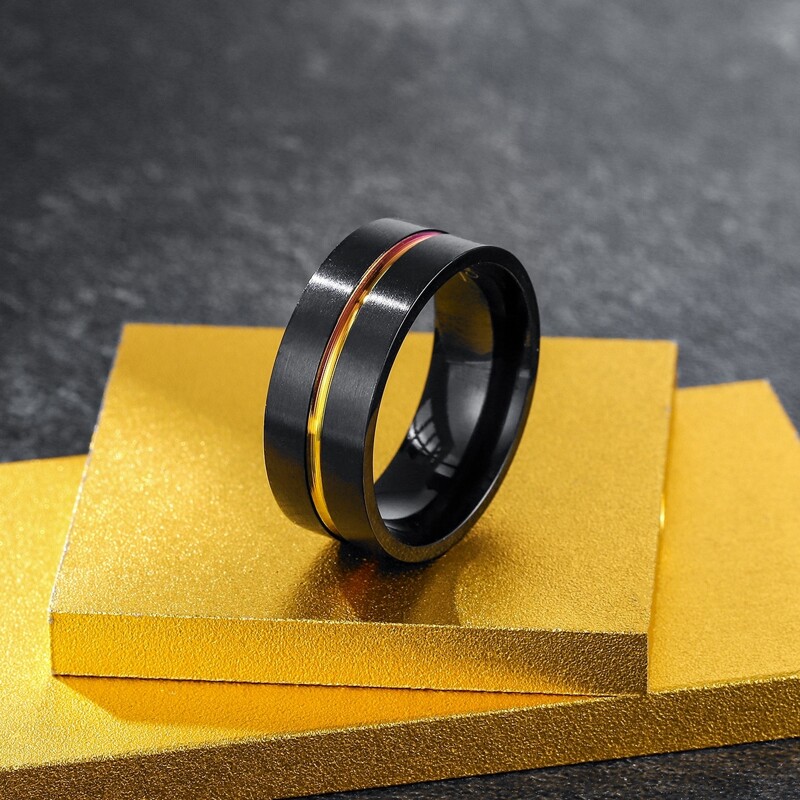 

Guys Stainless Steel Ring, Black